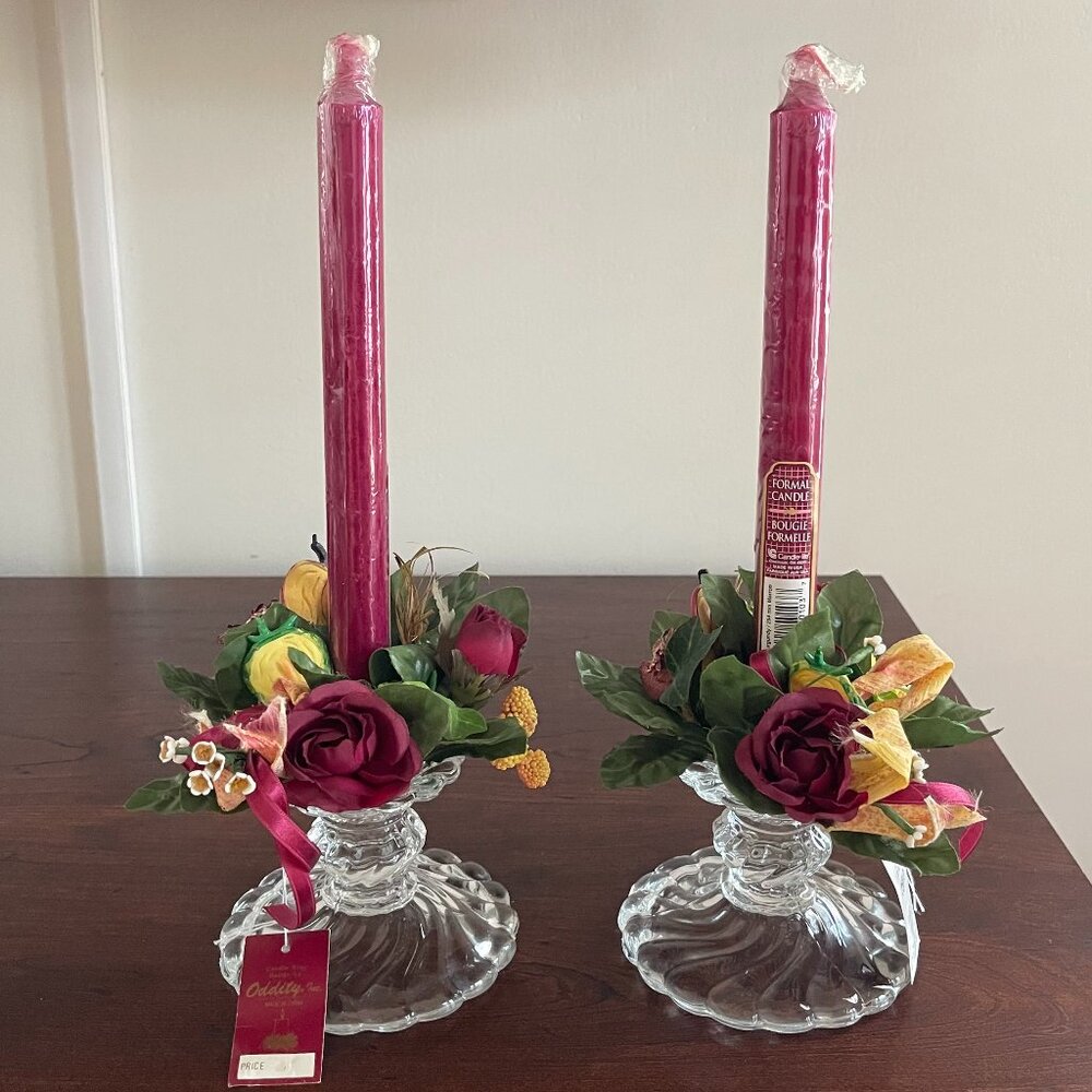Fostoria Glass Clear 'Colony' Candlestick Holders (Set of 2) Vintage